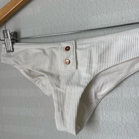 Frankies Bikinis Alana Ribbed Cheeky Bikini Bottom in White - Picture 5 of 9